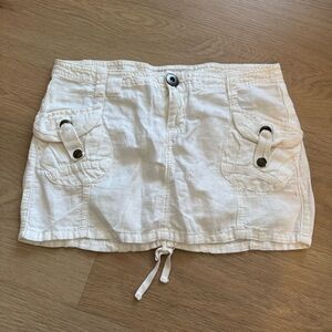 White Cargo Pocket Mini Skirt